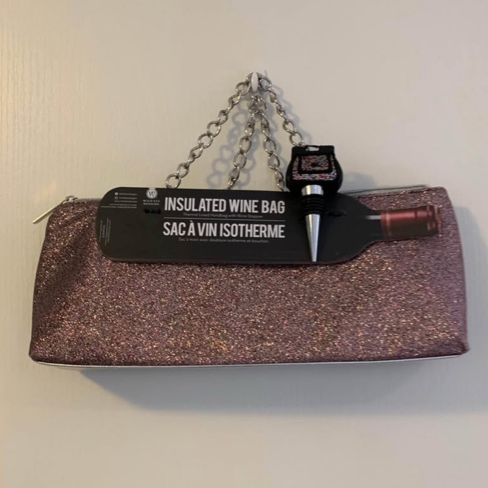 Glittery Pink Insulated Wine Bag